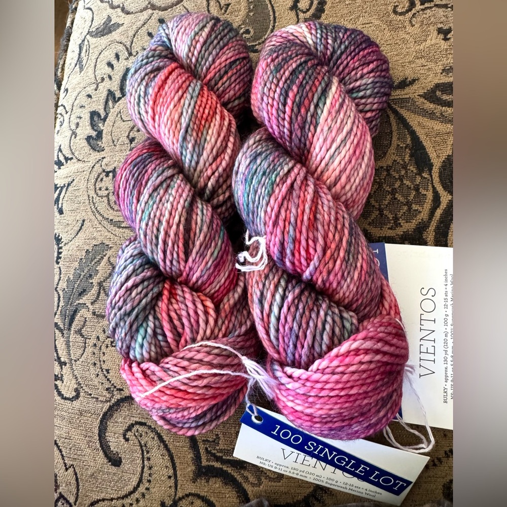 Malabrigo Vientos Hand-Dyed Yarn in Pink and Purple - Picture 3 of 17